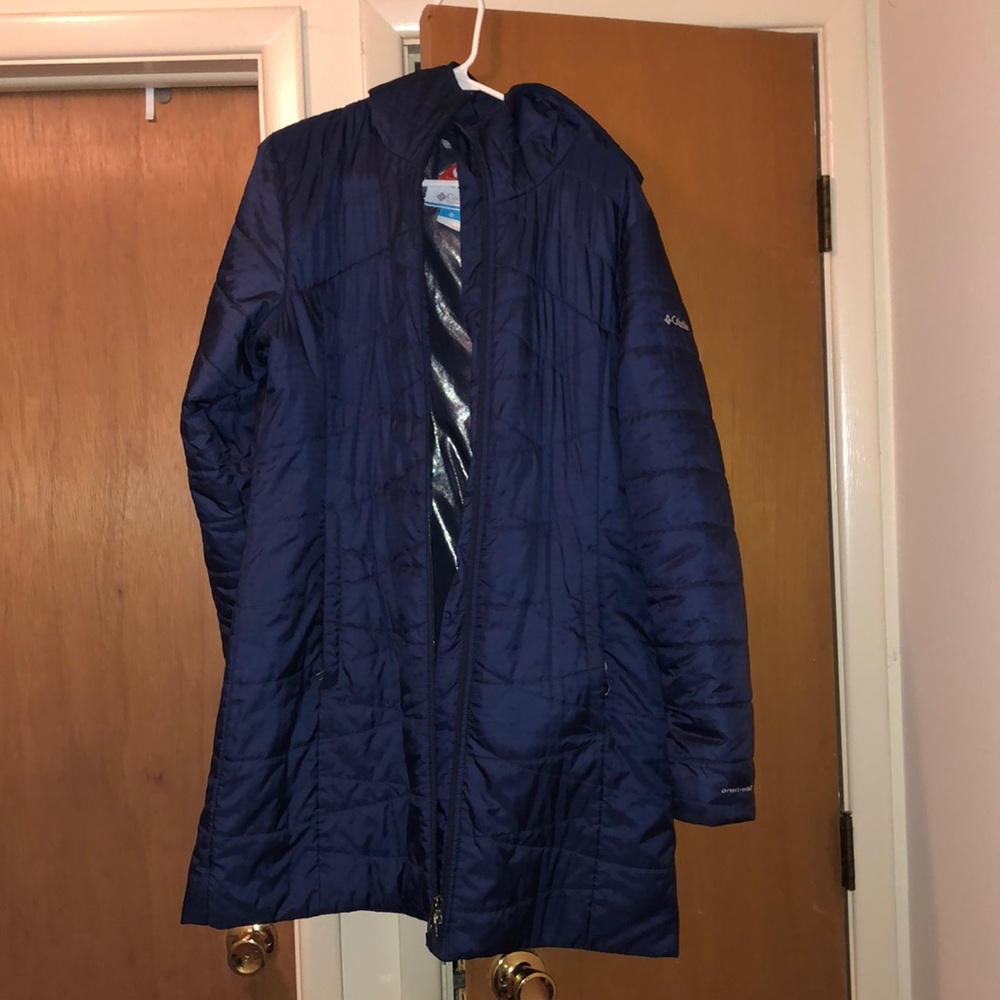 columbia navy blue omni-heat hooded jacket